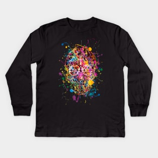 Funny Mexican Sugar Skull Grunge Kids Long Sleeve T-Shirt